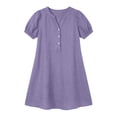 thumbnail image 5 of Women's Summer Short Sleeve Dress Women's Dresses Women Fashion Casual V-Neck Linen Pockets Dress Solid Short Sleeve Dress Purple M, 5 of 5