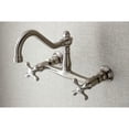 thumbnail image 2 of Kingston Brass KS3248AX Vintage Wall Mount Bathroom Faucet, Brushed Nickel, 2 of 5