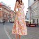 thumbnail image 4 of Vestido Midi Con Corsé Vestido casual con estampado floral Estilo boho Ropa estética sin espalda (Amarillo L) Cgtredaw para Mujer Amarillo T L, 4 of 6