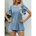 thumbnail image 2 of Musefolio Womens Casual Loose Tulip Sleeve Top Summer Relaxed Fit Shirt S-XL, 2 of 6