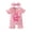 Pink, variant on mgoYE Newborn Baby Girl Summer Outfit 1-3 Months Romper Little Sister Embroidery Ruffle Collar Jumpsuit Infant Waffle Clothes Pink