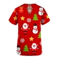 thumbnail image 5 of TIMIFIS Haut de Sarrau Rouge pour Femmes, Haut Cache-Cœur Imprimé de Noël pour les Fêtes, Chemise à Encolure, Bonhomme de Neige, Manches Courtes, Col en V, Tunique d'Infirmière pour le Travail, Blouse d'Uniforme de Travail avec Poches - Rouge Automne/hiver, 5 of 5