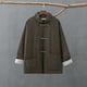 thumbnail image 1 of Chaqueta corta de algodón y lino con cuello alto y hebilla de color sólido retro para mujer, chaqueta de algodón cálida para mujer, 1 of 6