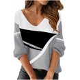 thumbnail image 1 of DPTALR Femmes Imprimé Manches Longues V-Cou Chemisier Pull Tunique Tops Chemise, 1 of 5