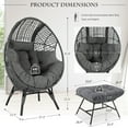 thumbnail image 5 of RADIATA 2 Sets Indoor Outdoor Stationary Wicker Egg Chair Oversized Thicken Cushions Egg Seat with Legs 420lbs Egg Basket Lounge Chair with Ottoman, Boho Rattan Chair for Living Room Patio Gray, 5 of 9