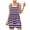 Purple, variant on Summer 2025 Striped Womens Romper Shorts Sleeveless Keyhole Strap Casual Loose Beach Short Jumpsuits with Pockets (L, Purple)
