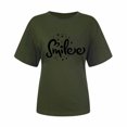 thumbnail image 4 of Pntutb Hauts d'Été de Mode pour Femmes T-Shirt Décontracté à Imprimé Lettres Sourire pour Femmes Col Rond à Manches Courtes Haut T-Shirt à Manches Courtes Col Rond/chemise Rollback, 4 of 5