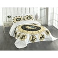 thumbnail image 3 of Ambesonne Astrology Quilted Bedspread Set 3 Pcs, Zodiac Chart, Queen Size, Black White and Yellow, 3 of 5