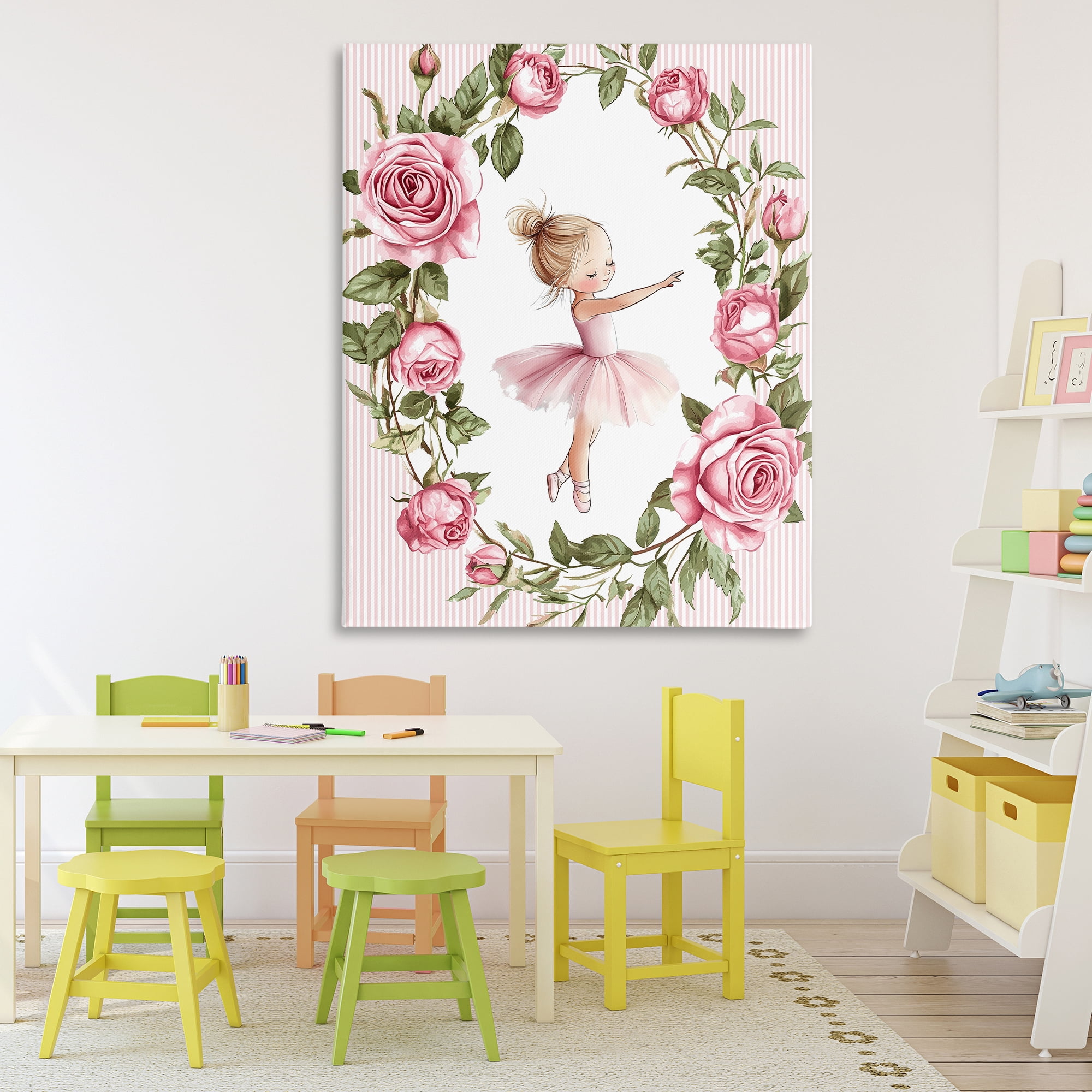 Stupell Industries Little Rose Dance Ballerina Canvas Wall Art, design by Christine Simpson Art