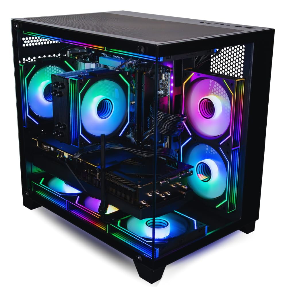 Panorama Gaming Desktop PC (Radeon RX 9070, AMD Ryzen 7 8700F Processor, 32GB DDR5 RAM, 2TB NVMe Gen4 SSD, HDMI, WiFi 6E + BT, KB&M, Windows 11 Pro) - Best 2025 RGB Prebuilt Tower Computer for Gamers