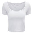 thumbnail image 7 of Jalioing Women's Crop Tops Summer Slim Short Sleeve Scoop Neck Fashion Tee Solid Color Basic Shirts Trendy, 7 of 7