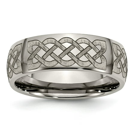 - Titanium 8mm Laser Design Wedding Ring Band Size 8.50 Designed Fashion Jewelry For Women Gift Set