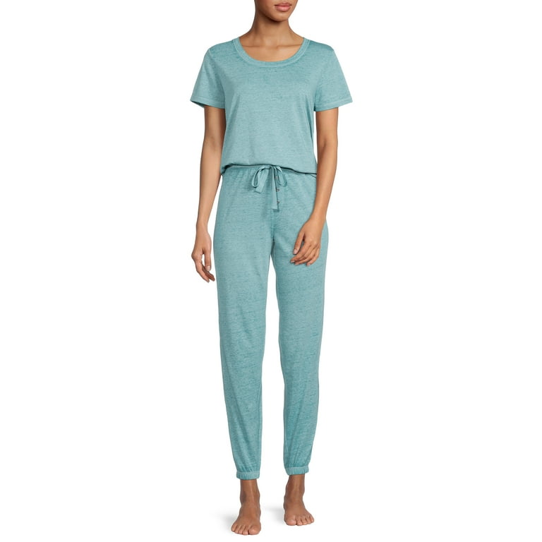 Jaclyn Intimates Relaxed Fit Short Sleeve Crew Neck Set Women s 2 Piece Set Walmart