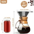 thumbnail image 3 of Pour Over Coffee Maker 27 OZ, 8 Cup Borosilicate Glass Drip Coffee Maker with Reusable Stainless Steel Filter and Cork Grip for Home Café 800 ML, 3 of 18
