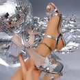 thumbnail image 6 of Uobin Women's Heeled Sandals Square Open Toe Butterfly Ankle Strap Block Heels Strappy Clear Heels Low Heels, 6 of 9