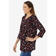 thumbnail image 3 of Woman Within Plus Size Perfect Printed Three-Quarter Sleeve V-Neck Tee, 3 of 6