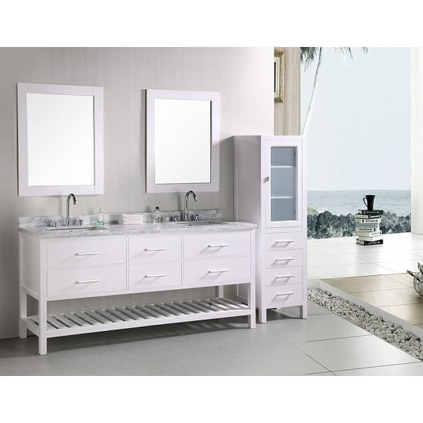 72 Double Sink Bathroom Vanity, Double Bathroom Vanity Set With Linen Tower