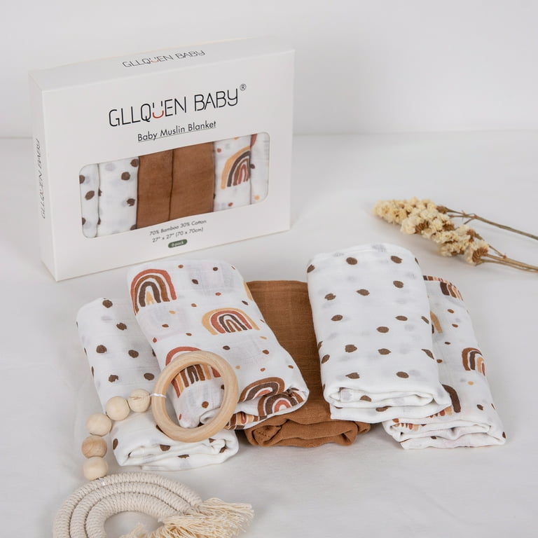 Gllquen Baby Muslin Swaddle Blankets 6-Pack, Swaddle Wrap Neutral