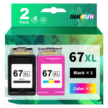 67XL 67 Ink for HP Printer Ink 67 XL 67XL Color Black Ink Cartridge Bundle for HP DeskJet 2700 2700e 2752 2752e 2755e 2755 4155e, HP Envy 6055e 6455e 6400 6055 Envy Pro 6452 6458 6475 Printer(2 Pack)