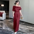 thumbnail image 6 of Women's One Shoulder Wide Leg Jumpsuit Elegant High Waist Dressy Evening Party Outfit, 6 of 7