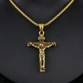 thumbnail image 3 of POINTERTECK Hommes Argent Acier Inoxydable Jésus-Christ Crucifix Croix Pendentif Chaîne de Collier, 3 of 6