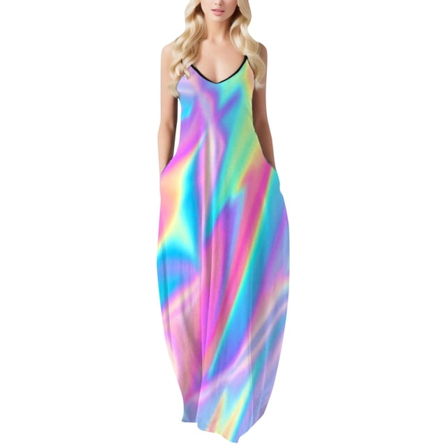 GYUJNB Robe d'Été Aguichant pour Femme, Robes Maxi Grande Taille, Ample, Imprimée, Colorée, Robe Africaine Ajustable avec Poches, Violet