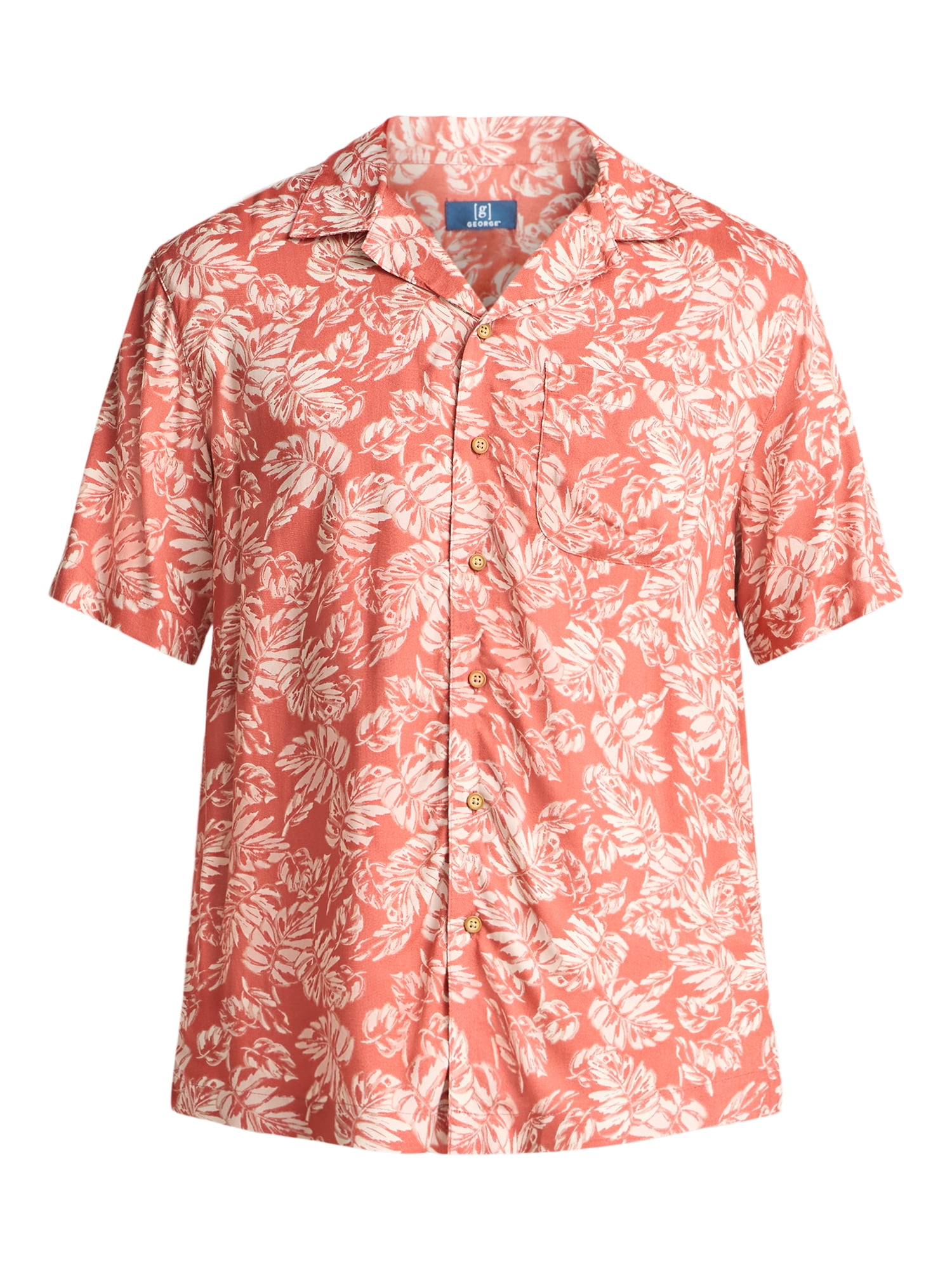 George Men's Relaxed Fit Viscose Camp Shirt, Sizes S-3XL