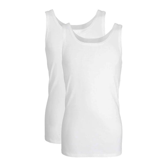 Götzburg Conjunto de 2 chalecos para hombre - costilla fina, conjunto de ropa interior, Puro Algodón Blanco L (Large)