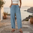thumbnail image 7 of Nestiefly Womens Wide Leg Barrel Palazzo Capri Pant 2026 Summer Boho Casual Harem Lounge Trousers with Pockets Beach Vacation Clothes Blue L, 7 of 7
