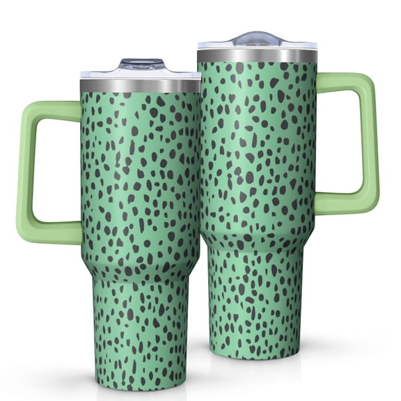 Leopard Print 40oz Tumbler– Stainless Steel Insulated Tumbler with Handle and Straw, Large Capacity Travel Cup for Hot & Cold Drinks