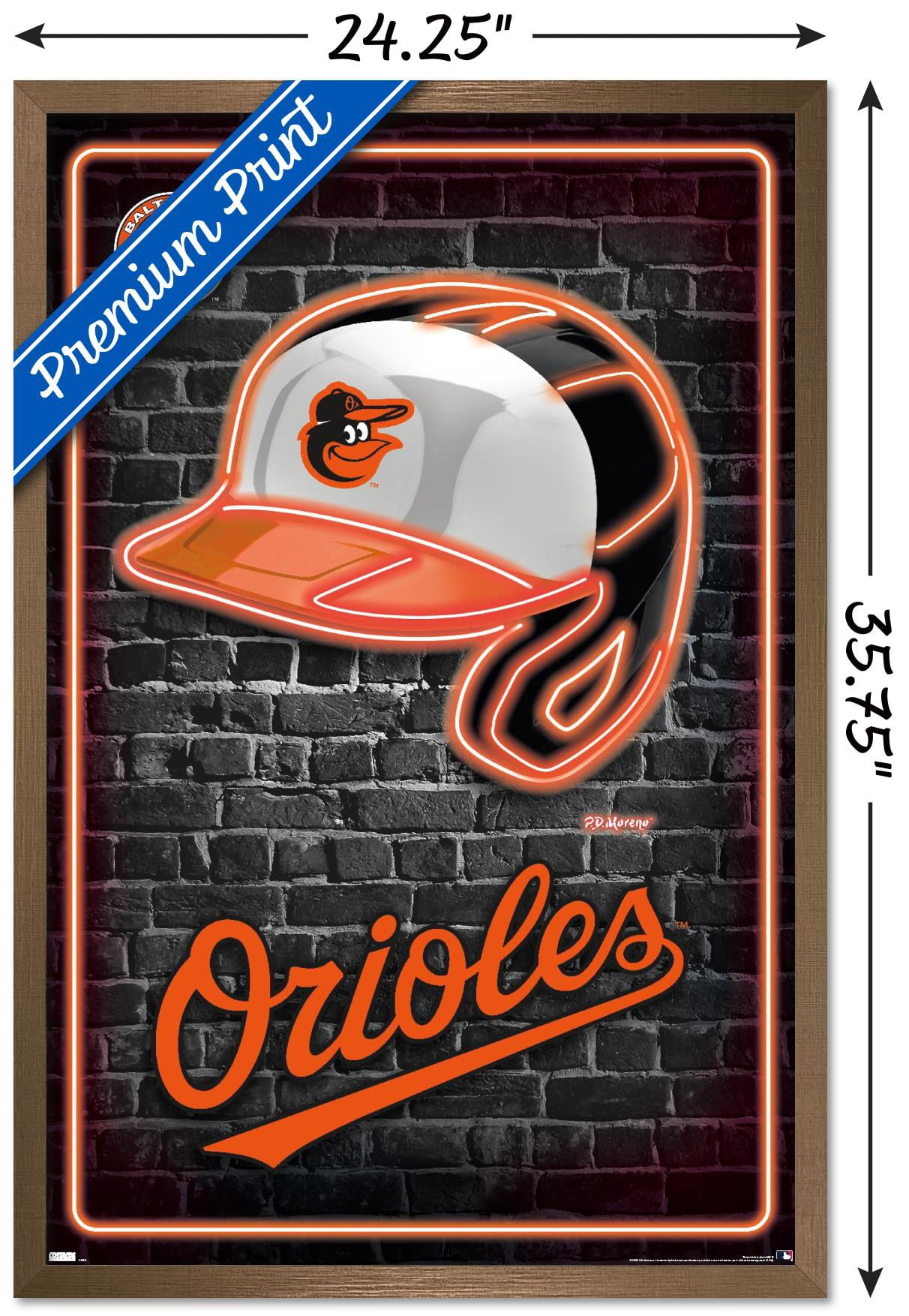 MLB Baltimore Orioles - Neon Helmet 23 Wall Poster, 22.375" x 34" Framed