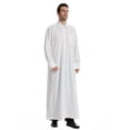 thumbnail image 2 of Ceisia Men's Long Sleeve Solid Color Robe Loose Fit Casual Full Length Thobe for Ramadan White S Gifts, 2 of 9