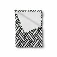 thumbnail image 2 of Black and White Soft Flannel Fleece Blanket, Monochrome Interlocking Stripes Pattern with Modern Abstract Inspirations, Cozy Plush for Indoor and Outdoor Use, 70" x 90", Black White, by Ambesonne, 2 of 6