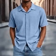 thumbnail image 2 of CBASIHI Mens Short Sleeve Button Down Shirts- Summer Casual Loose Fit Breathable Collared Business Work Wear Top Light Blue Size S-3XL, 2 of 7