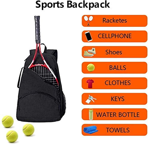 Grey/Black/Dark Gray QCWN Tennis Racket Backpack Racquet Tennis Bag Tennis Backpack for Adults Men Women Tennis Racquet Holder Bag for Racquetball Squash Badminton.