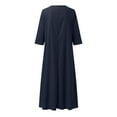 thumbnail image 5 of Womens Daily Casual Pockets Dress O Neck Loose Dress Solid Elegant Dress Summer Dresses Midi Length Swing Dress Dress for Women Junior V Neck Maxi Dress for Women Womens Summer Dress Dress Solid Color, 5 of 5