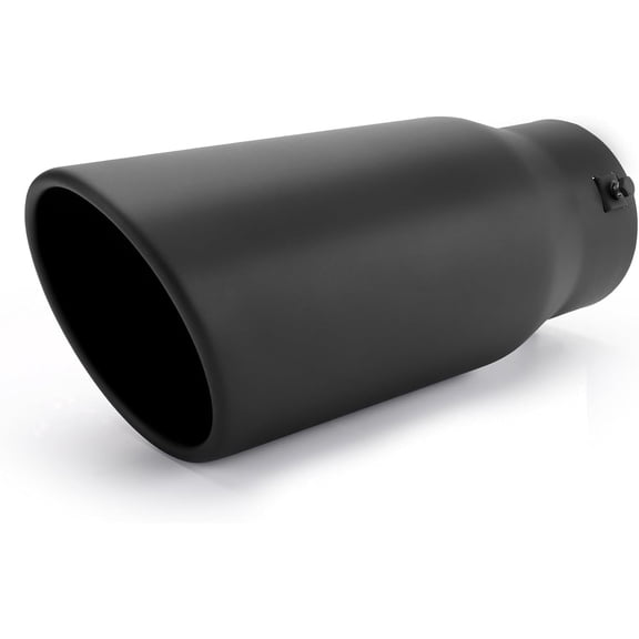Richeer Adjustable 3-3.5 inch Inlet Exhaust Tip, 5" Outlet 12" Overall Length Stainless Steel Exhaust Tip Black Powder Coated Finish, for Vehicles with 3-3.5" O.D. Exhaust Tailpipe