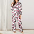 thumbnail image 2 of JUNZAN Rose Flowers Print Womens Pajama Sets,Long Sleeve Button Down for Women Pjs 2 piece, 2 of 7