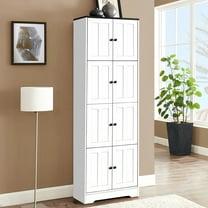 Modern White Tall Storage Cabinet with Doors & 4 Shelves for Living Room, Kitchen, Office, Bedroom, Bathroom - Stylish and Functional Furniture