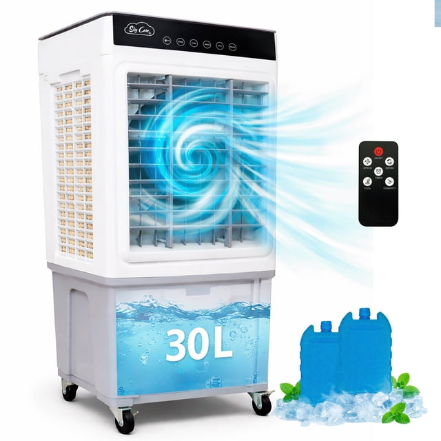 Enfriador Evaporativo Sky Care Portátil 30 L con Potencia 60 W, 3 Velocidades y Control Remoto
