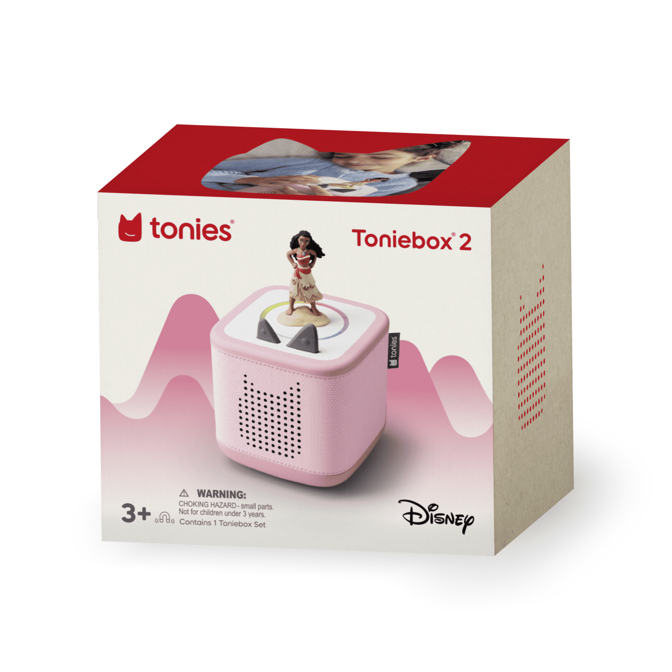 tonies Toniebox 2 Screen-Free Audio Player Bundle for Kids 1+ with Disney Moana - Cloud Pink