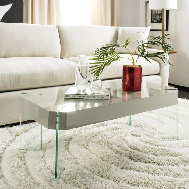 Safavieh Katelyn Rectangular Contemporary Glass Leg Coffee Table, Grey