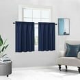 thumbnail image 5 of Yiwa Short Curtains for Bedroom, Waffle Weave Rod Pocket Kitchen Curtain (Navy, 30" x 30", 2 Packs), 5 of 7