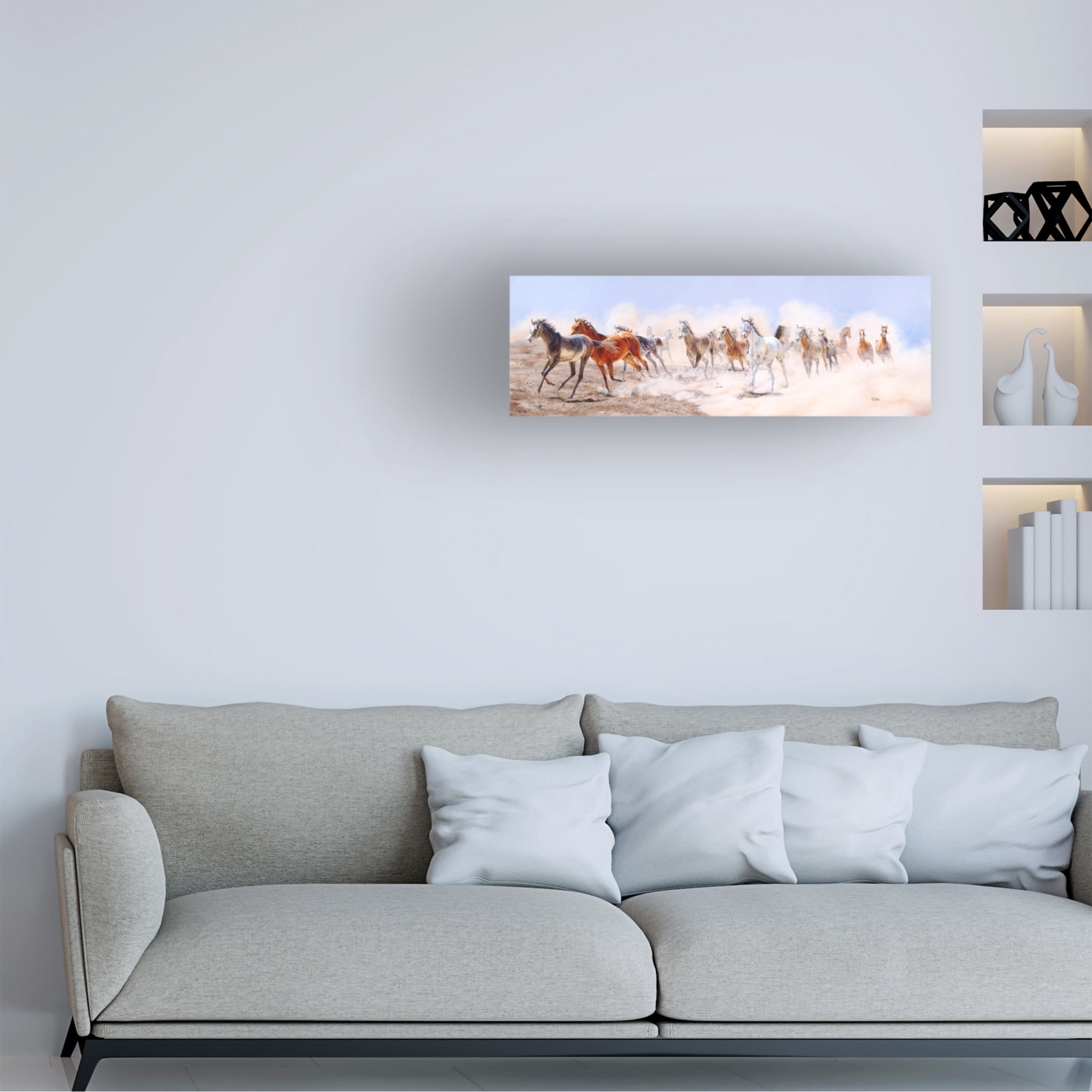Canvas Wall Art - Delene Lambert 'All the Pretty Horses' Wall Art for Living Room, Bedroom, or Office Décor by Trademark Fine Art - 24 x 8 Inches