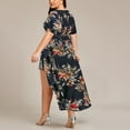 thumbnail image 4 of Bidobibo Womens Summer Plus Size Maxi Dresses Casual Loose Boho Floral Print High Low Split Dresses V-Neck Short Sleeve High Waist Flowy Beach Dress Travel Sundress, 4 of 6