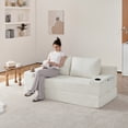 thumbnail image 5 of Leumius Futon Sofa Bed,Convertible Corduroy Boneless Couch with Cup Holders & Pocket,2-in-1 Foldable Sleeper Sofa for Living Room, Small Spaces, Bedroom, No Assembly,Beige, 5 of 16