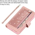 thumbnail image 5 of Wallet Case Compatible with iPhone 12 Pro Max 6.7 inch 2020,Magnetic Handbag Zipper Pocket PU Leather Flip with 9 Card Slots and Wrist Strap Folio TPU Inner Stand Case - Rose Gold, 5 of 16
