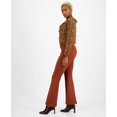 thumbnail image 3 of Bar III PECAN Women's High-Rise Pull-On Faux-Suede Pants, US Large, 3 of 4