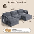 thumbnail image 5 of 3 Seater Sectional Couches for Living Room, Noelse U Shaped Couch with Double Layer Cushions, Sleeper Sofa Couches with Corduroy Pet-Friendly Fabric for Living Room Bedroom and Apartment, Gray, 5 of 9