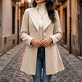 thumbnail image 6 of cocolona Pea Coats for Women Solid Color Elegant Notched Lapel Single Breasted Overcoat Slim Fit Pleated Hem Long Jacket, 6 of 7